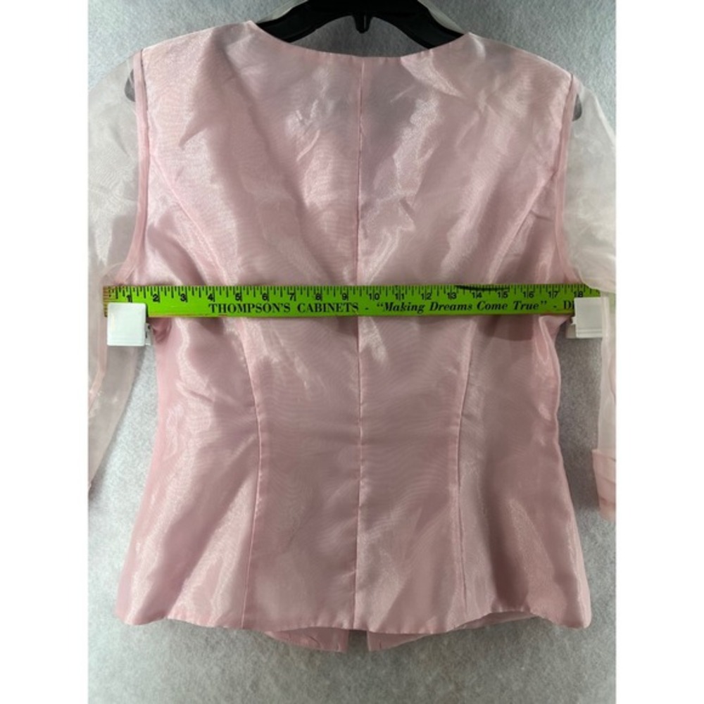 Alex Evenings Blouse Womens Medium‎ Pink Excellent Shimmer Sheer Sleeve Formal - Picture 8 of 8